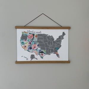 19" Magnetic Teak Wood Frame - US Maps