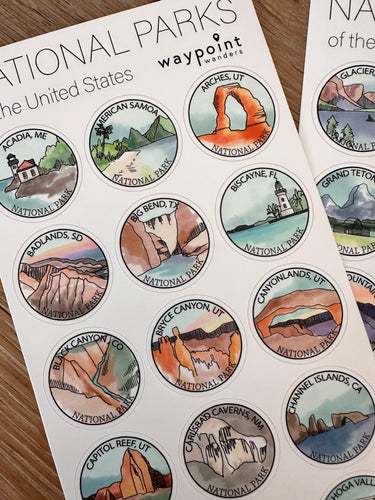 National Park Sticker Sheet