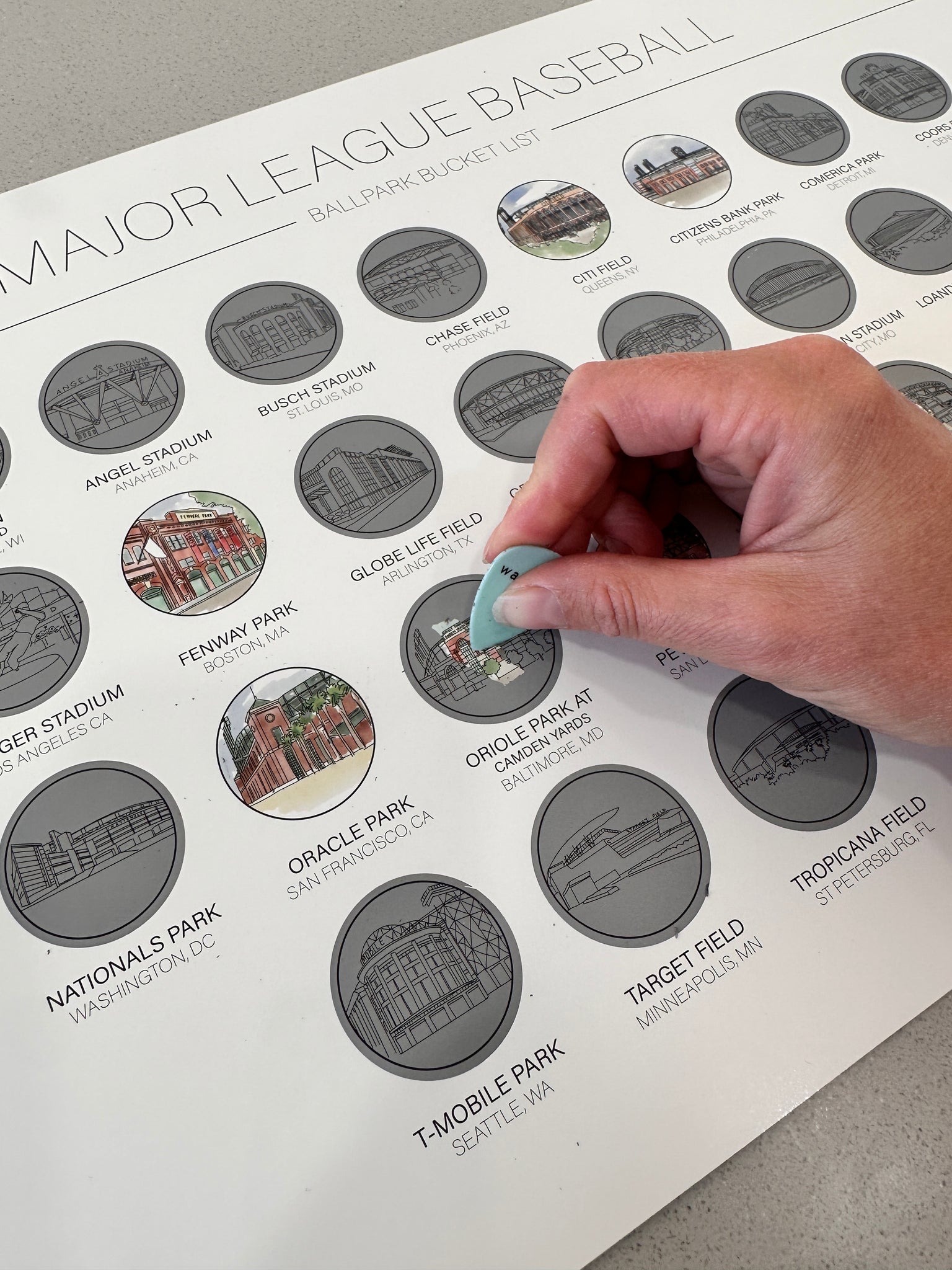 MLB Baseball Ballpark Scratch Off – Waypoint Wanders