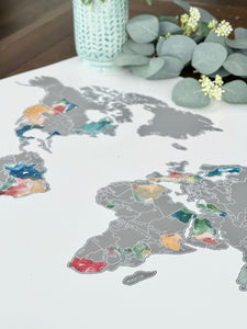 Muted Multi Color - World Scratch Off Map