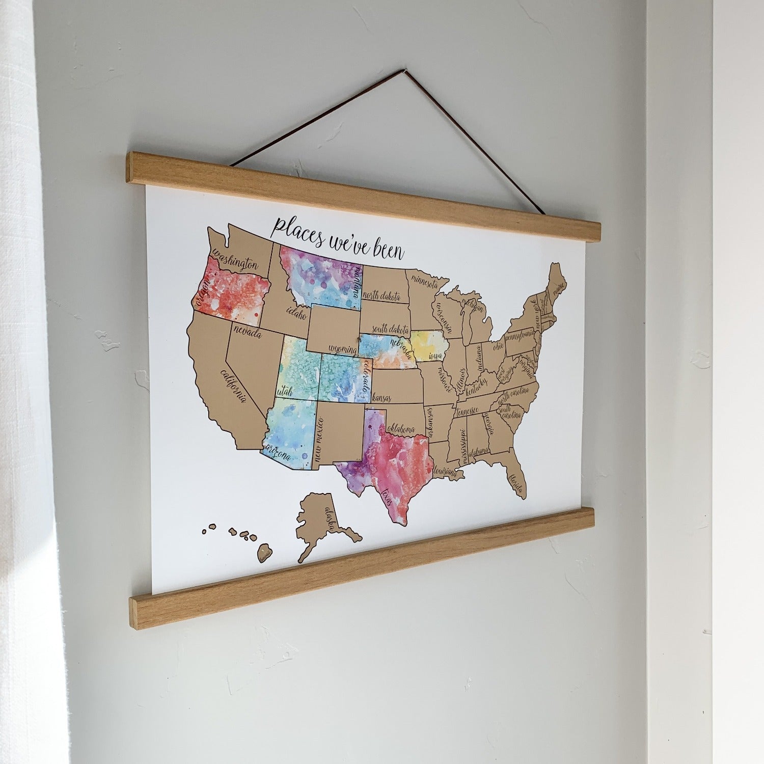 USA State Flowers Scratch Off Travel Map - 18x12
