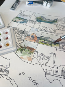 DIY Watercolor Track Your Travels Map