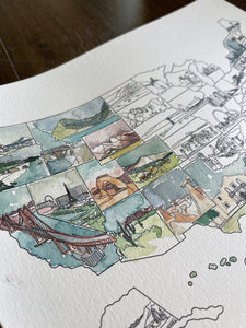 DIY Watercolor Track Your Travels Map