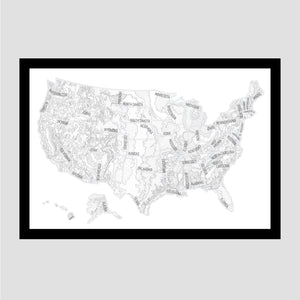 Grey Topo - US Scratch Off Map